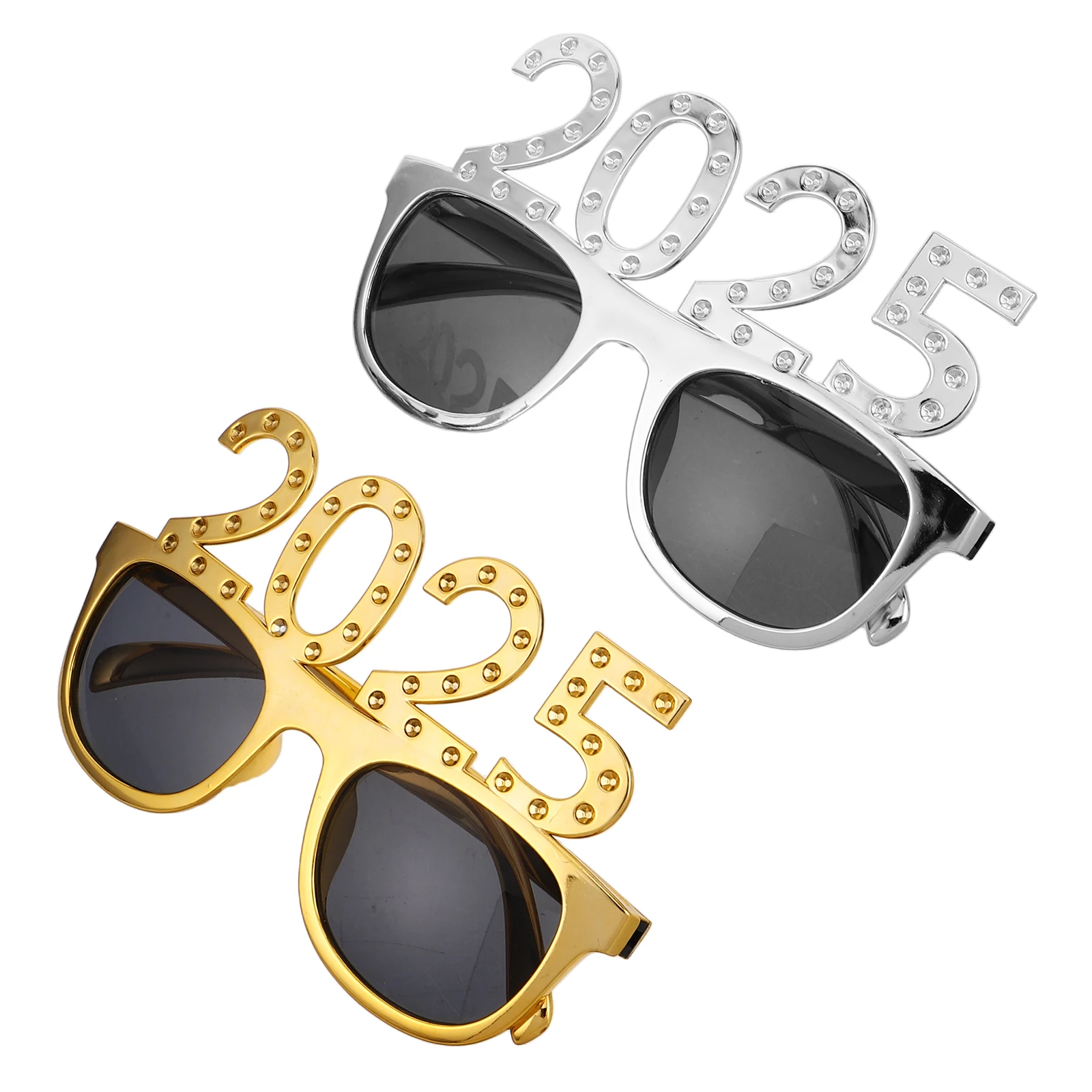 

2pcs 2025 Glasses Square Frame PC Material High Definition Lenses New Year Party Photo Props Sunglasses Accessories