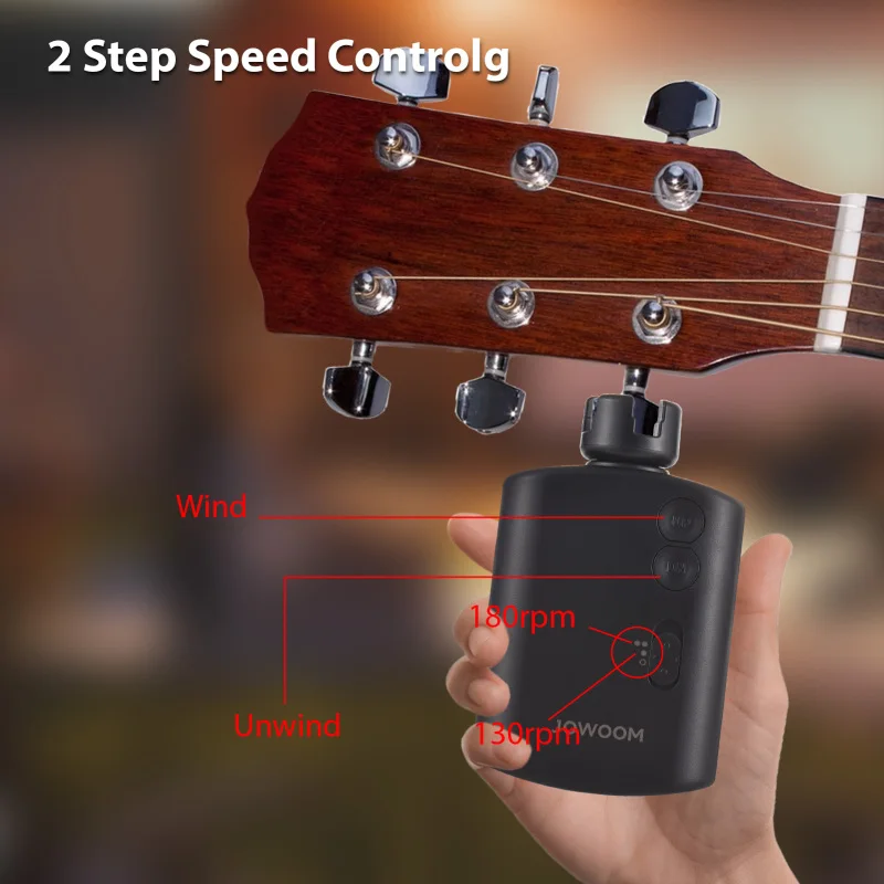 vertechnk Guitar String Winder Rechargeable Electric String Winder Guitar Tuner 2-Step Speed String Instrument General Tools