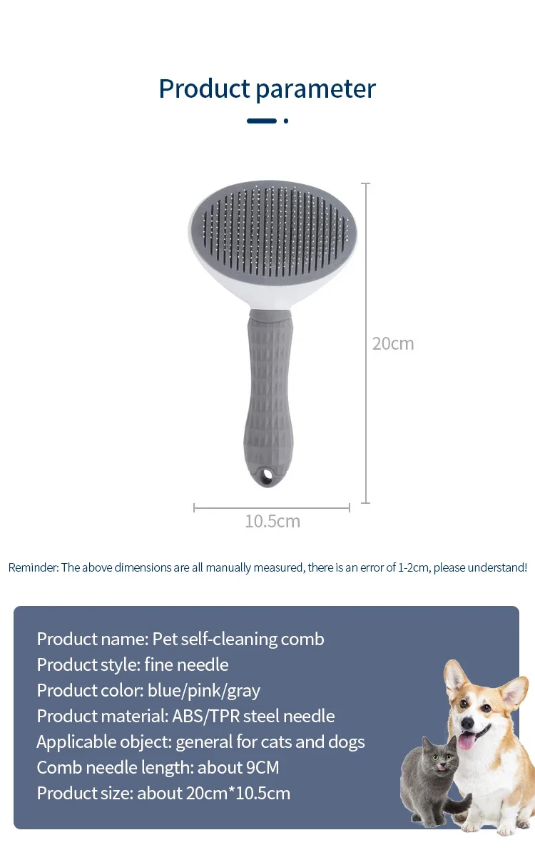 Haustier Katze Haar Bürste Hund Kamm Pflege Und Pflege Katze Pinsel Edelstahl Kamm Für Langes Haar Hund Reinigung Haustiere Katze Hund Zubehör – Detail 1