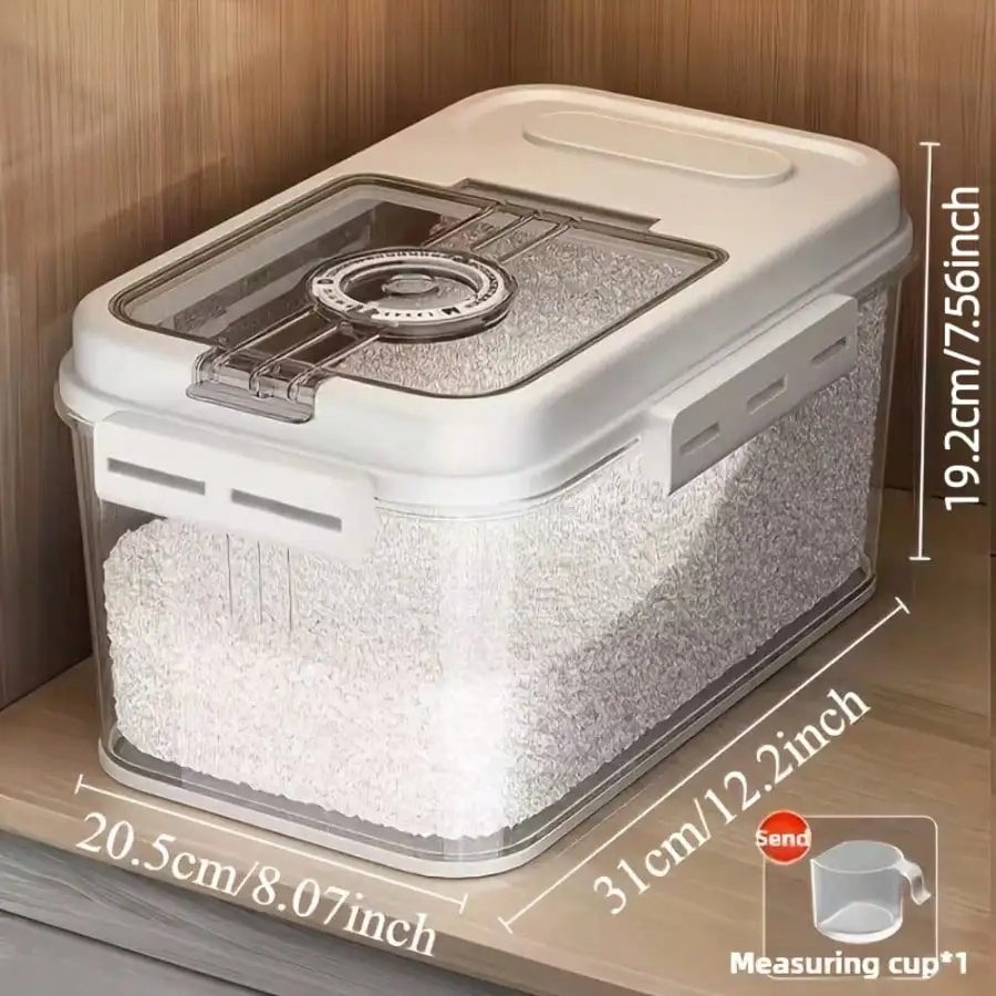 2 Sizes (2.85 Gal & 2.06 Gal) Airtight Food Storage Containers Set, PET Square Flip-Top Rice Canister, Reusable, Insect-Proof, M