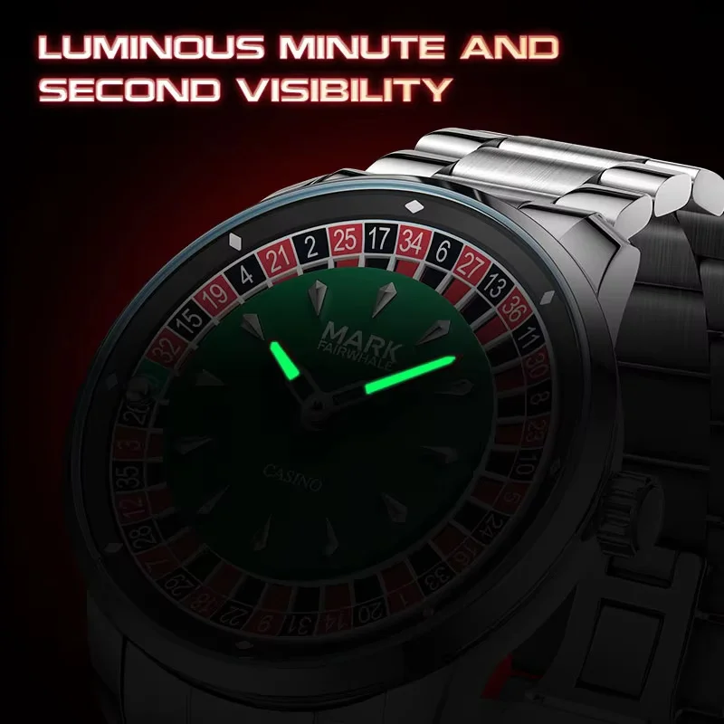 Mark Fairwhale 2025 New Top Brand Men Quartz Watch Arabic numerals Rotating Dial Roulette Automatic Watch Diamond Luminous Hand
