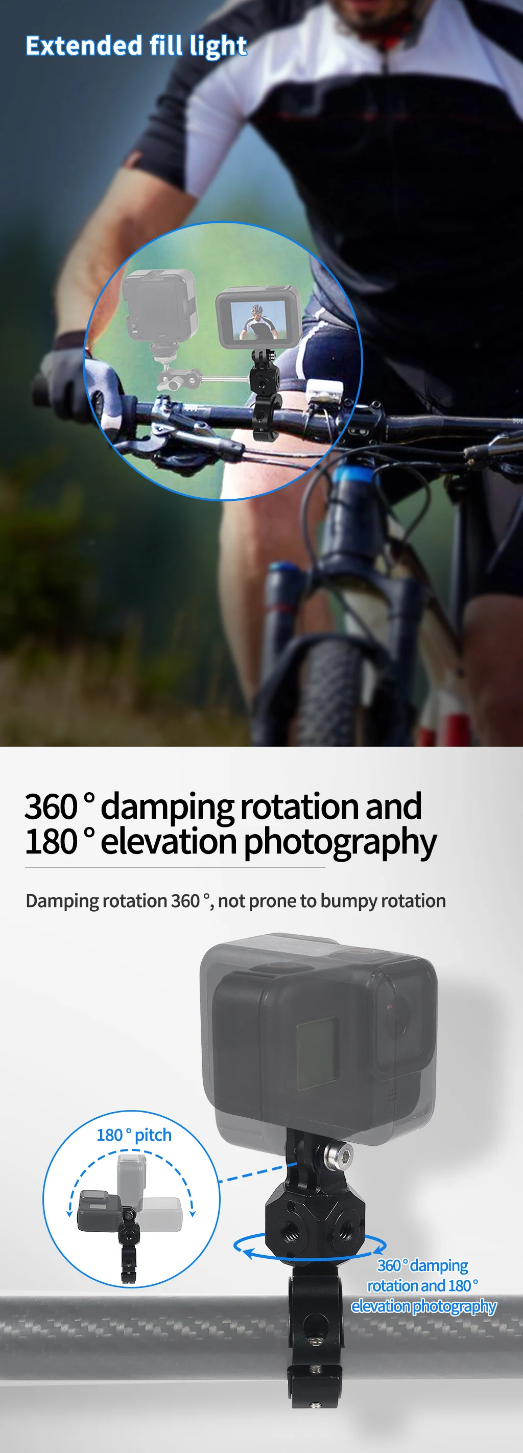 360 drehbarer Fahrrad kamera halter Schnell verschluss Split Mount Lenker klemme Motorrad halterung für Gopro Hero 13 12 11 Dji Action 4 – Detail 34