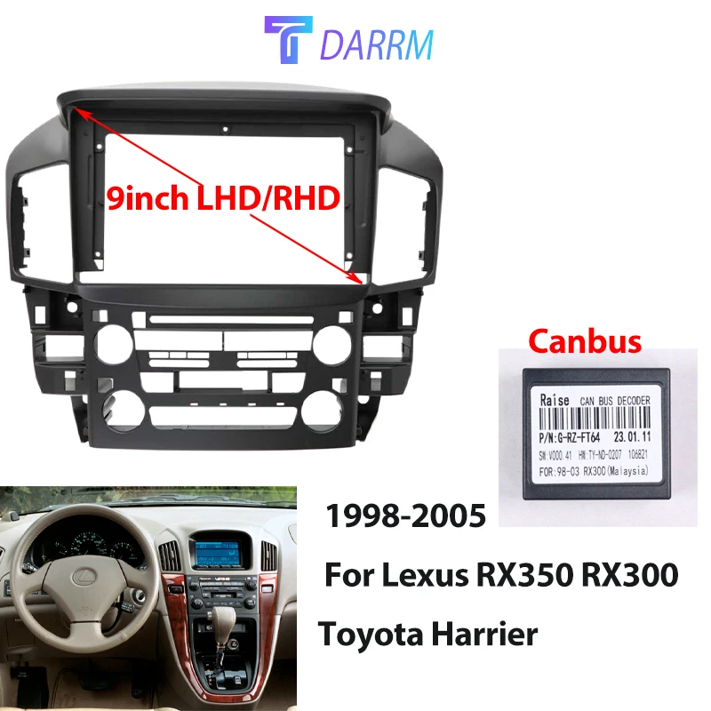 

1998-2005 для Lexus RX350 RX300/Toyota Harrier 9-дюймовый автомобильный радиоприемник стерео Android WIFI GPS плеер головное устройство панель расширения рамка приборной панели