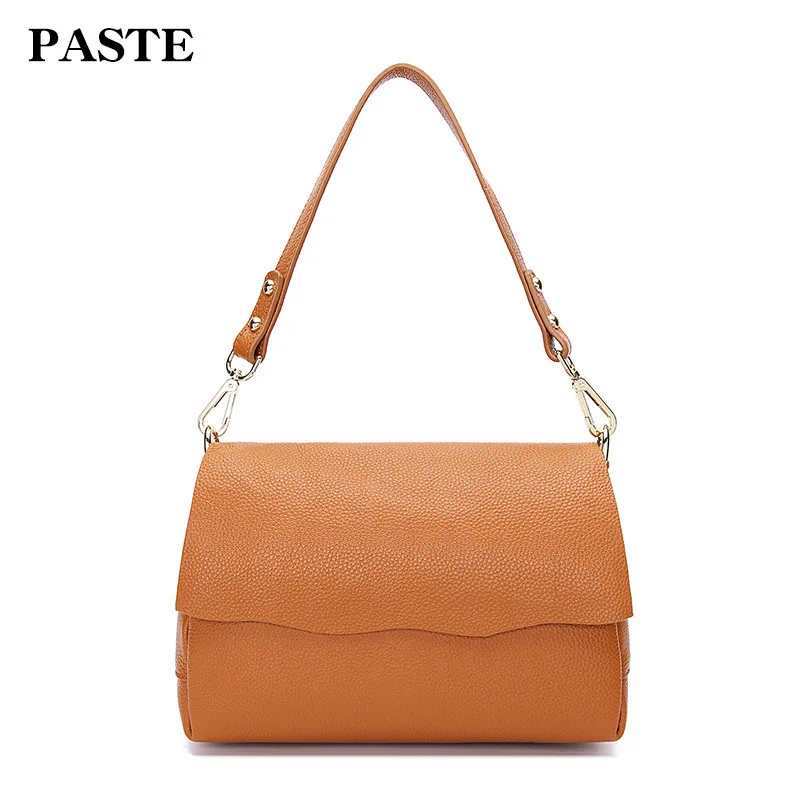 2024 fashion head layer cowhide one shoulder leather handbag