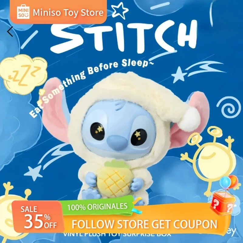 

MINISO Stitch Eat Something Before Sleep Series, плюшевая загадочная слепая коробка, подарок для детей, декор для спальни, День святого Валентина