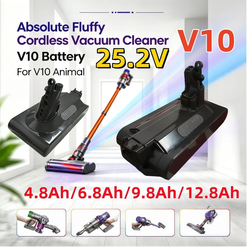 V10 Cordless Vacuum Replacement Battery 25.2V Multi‑Capacity For V10 Animal Absolute Fluffy