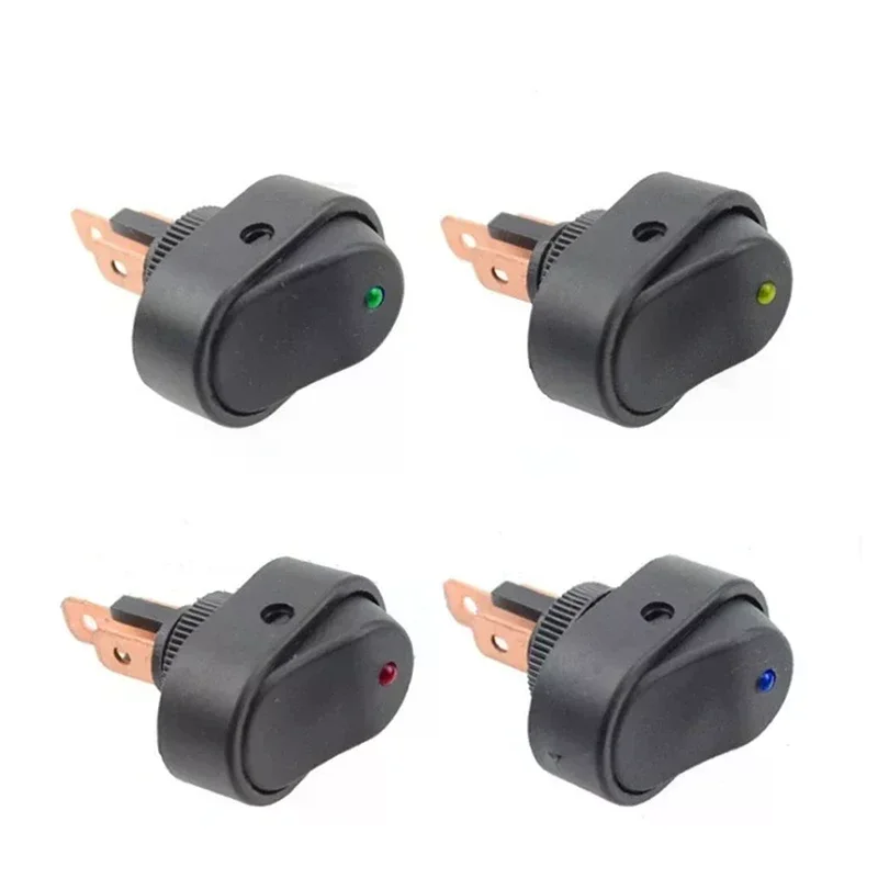 2Pcs 3 Pin LED Lighted On Off Switch Toggle Switch 12V 30A Oval Rocker Switch For Automative Car RV Marine Boat