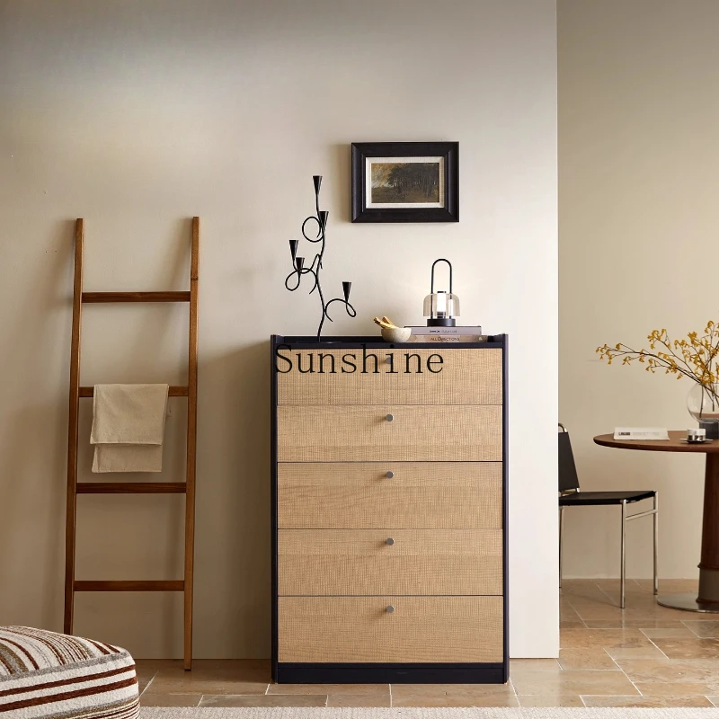 

Modern simple solid wood chest of drawers living room retro storage locker