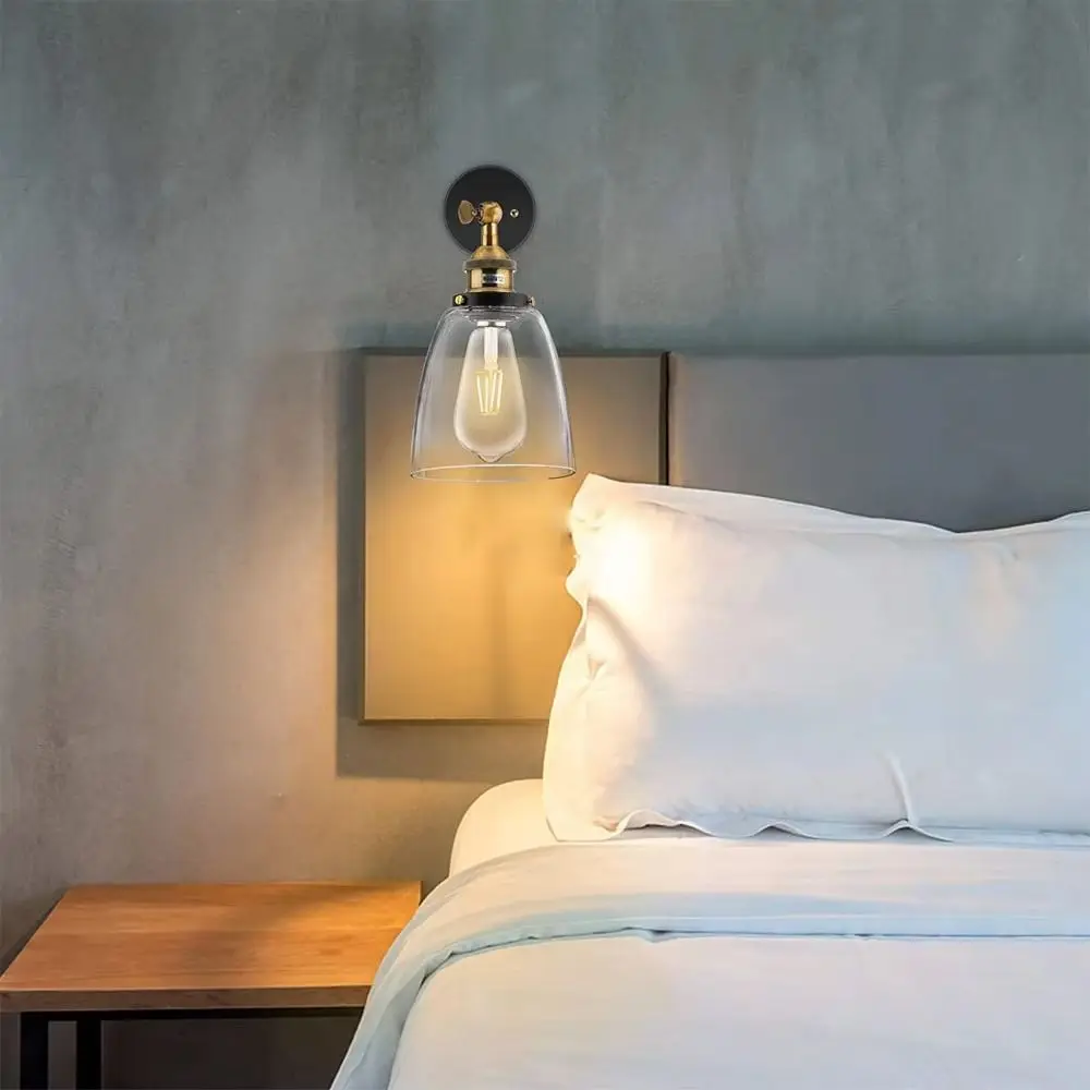 vintage-glass-lampshad-glass-wall-lamps-oval-dome-single-sconce-wall-lights-clear-iron-art-wall-lighting-stairway