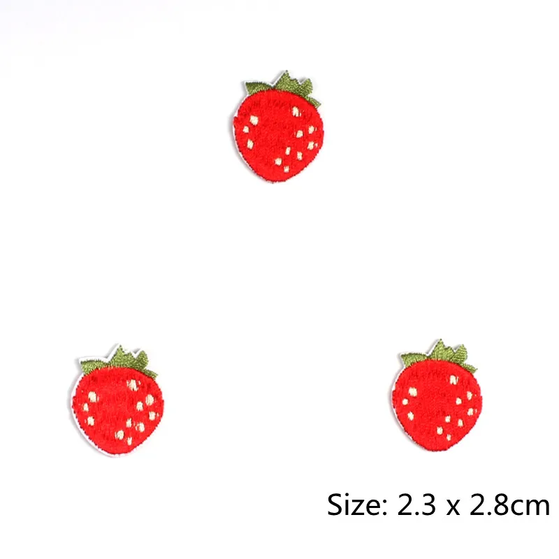 10pcs Cartoon Mini Strawberry Patch Cute Fruit Sticker DIY Kids Clothing Shoes Bags Appliqued Badge Sew On T Shirts Patches