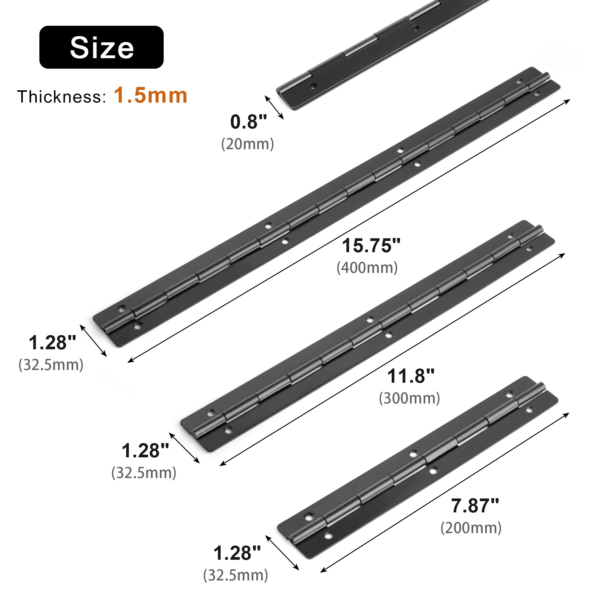 8 12 16 Inch Long Hinge Box Continuous Hinge 270 Degree Piano Hinges For Cabinet Wooden Box Cupboard Furniture Hardware Parts