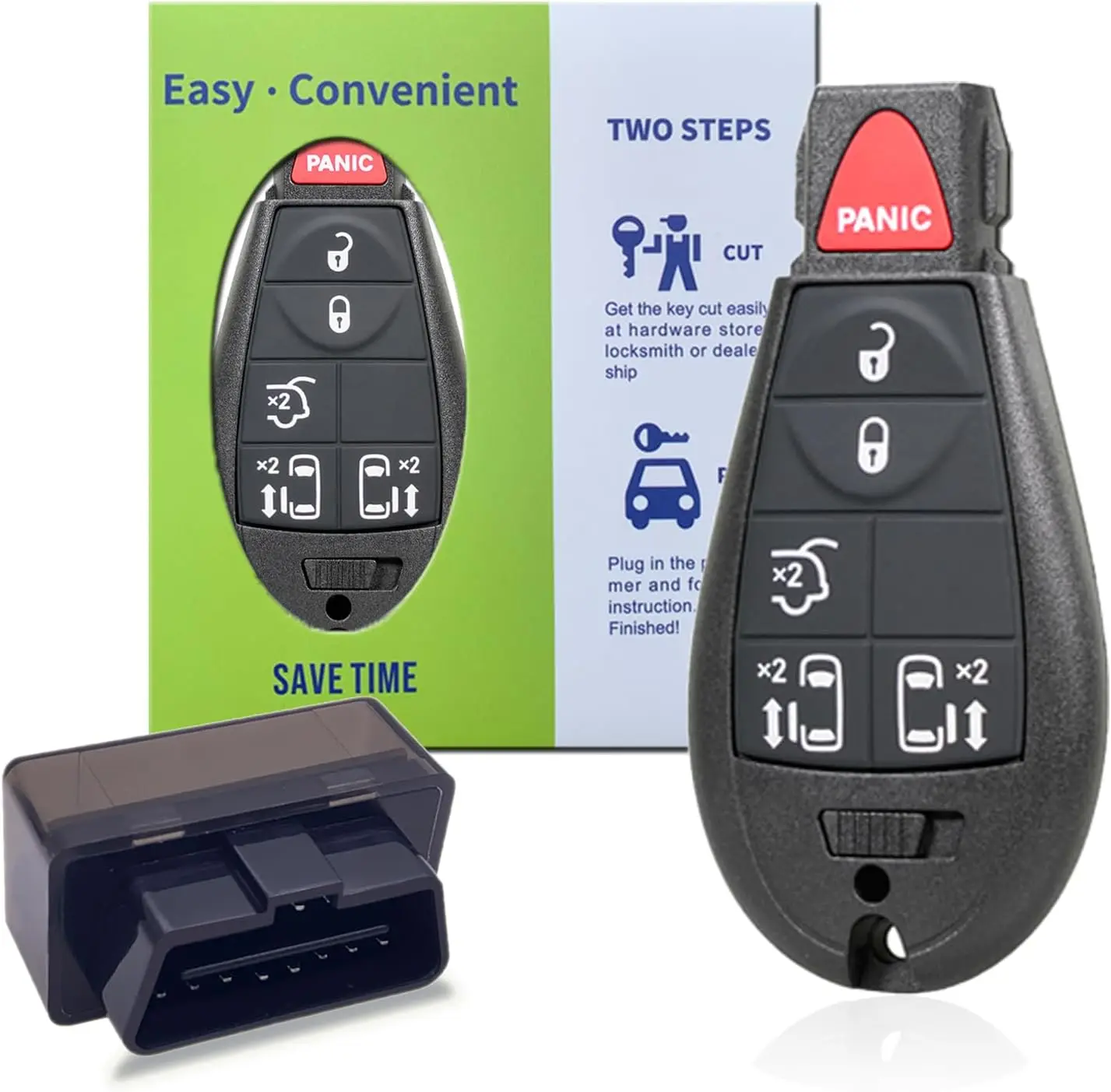 

OBD Set for Jeep Dodge Chrysler 5+1 Button Semi-Smart Key 433 MHz with Electronic Chip M3N5WY783X IYZ-C01C