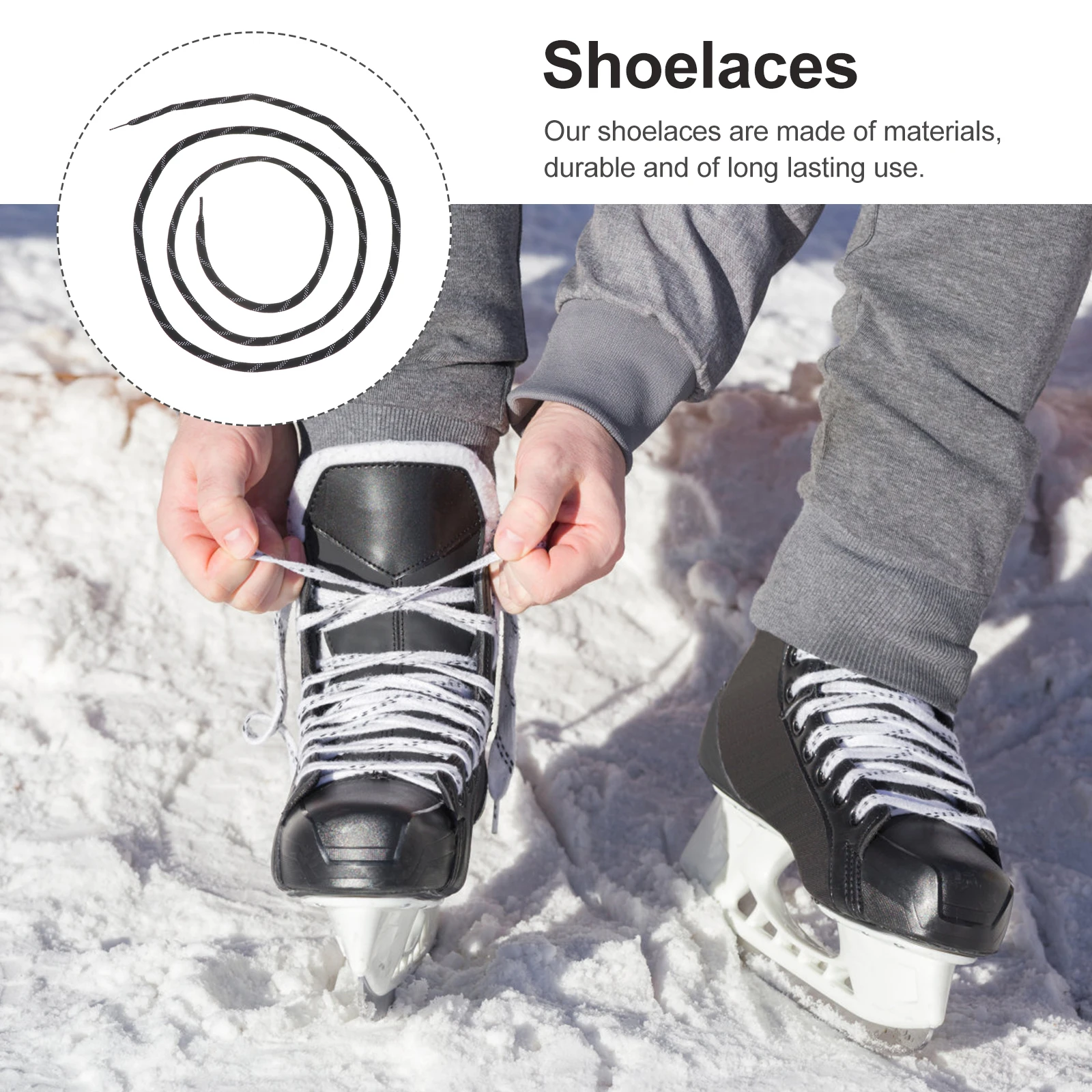

Antifreeze Shoelaces 1 Pair Flat Durable Strong for Hockey Skating Sports Shoes All-Match Replacement Wax Coated Practical Team