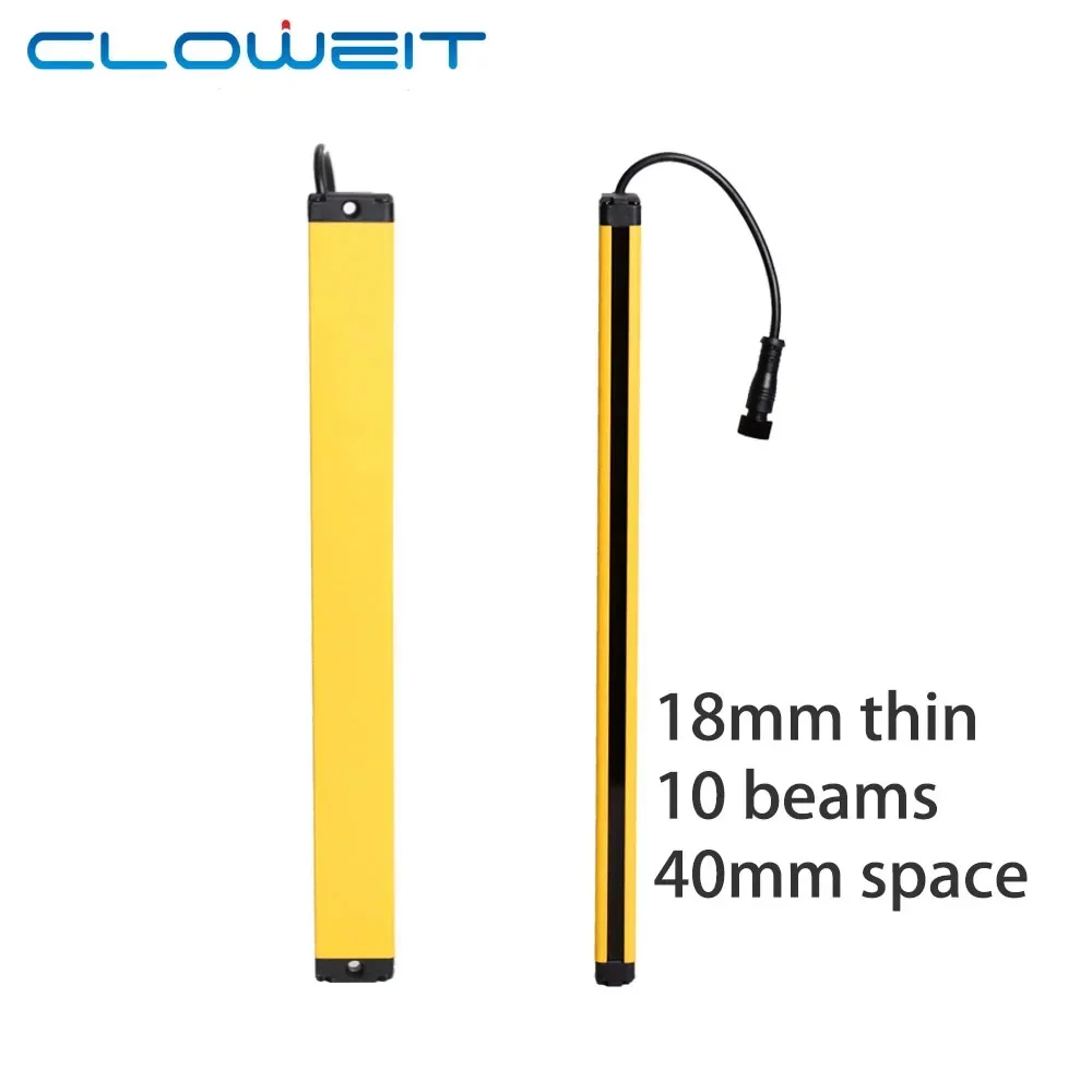 Cloweit 18x35 Light Curtain Sensor APS18-08/1040 2m Distance Super Thin Safety Grating Industrial Control Switch
