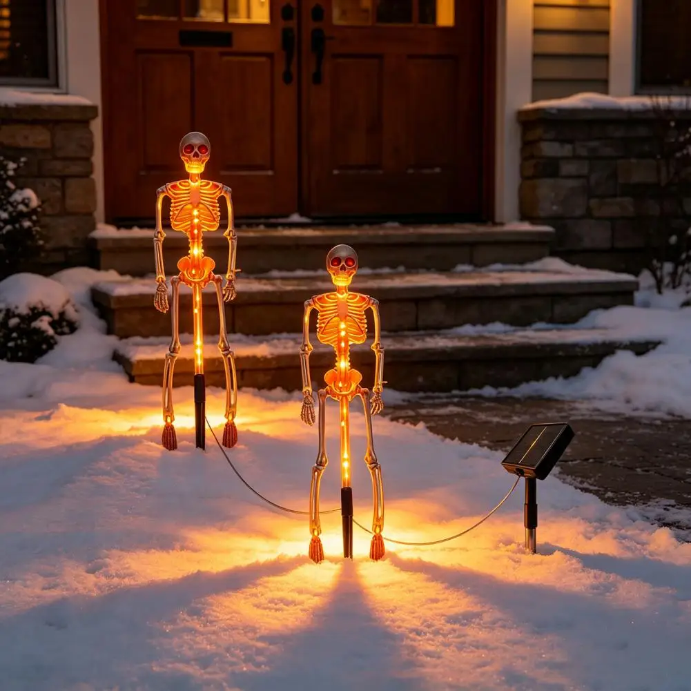 Wireless Solar Garden Accents 3d Skeleton Solar Garden Lamp Spooky Outdoor Pathway Lights Waterproof Resin for Yard for Cemetery