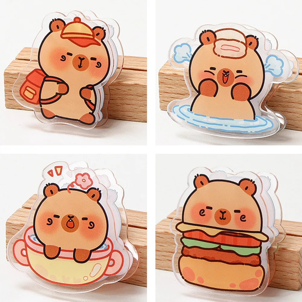 Cartoon Capybara Note Holder Double Sided PP Clip Guinea Pig Storage Rack Folder Storing Test Papers School Office Stationery