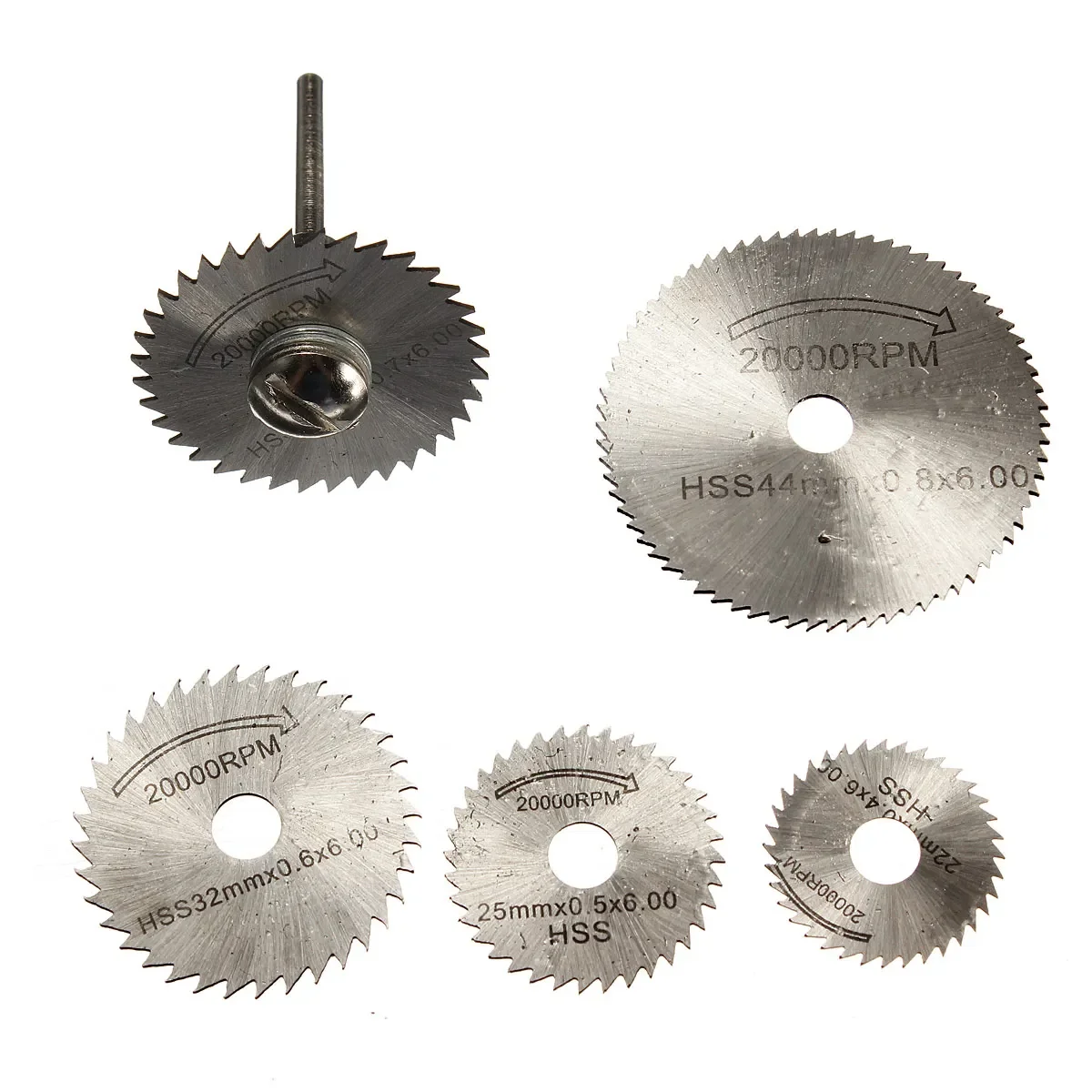 6Pcs HSS Mini Kit di utensili rotanti a lama circolare per taglierina in metallo Dremel Set di utensili elettrici mandrino Cutoff dischi da taglio