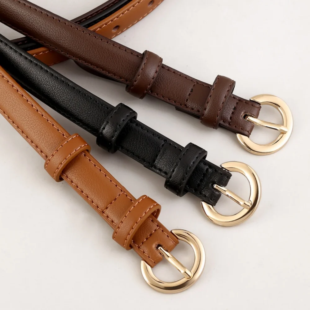 

Women Fashion Belts Gold Color Buckle Pin Adjustable Genuine Leather Belt Korean Slim Waistbelt Accessories Ladies Gifts