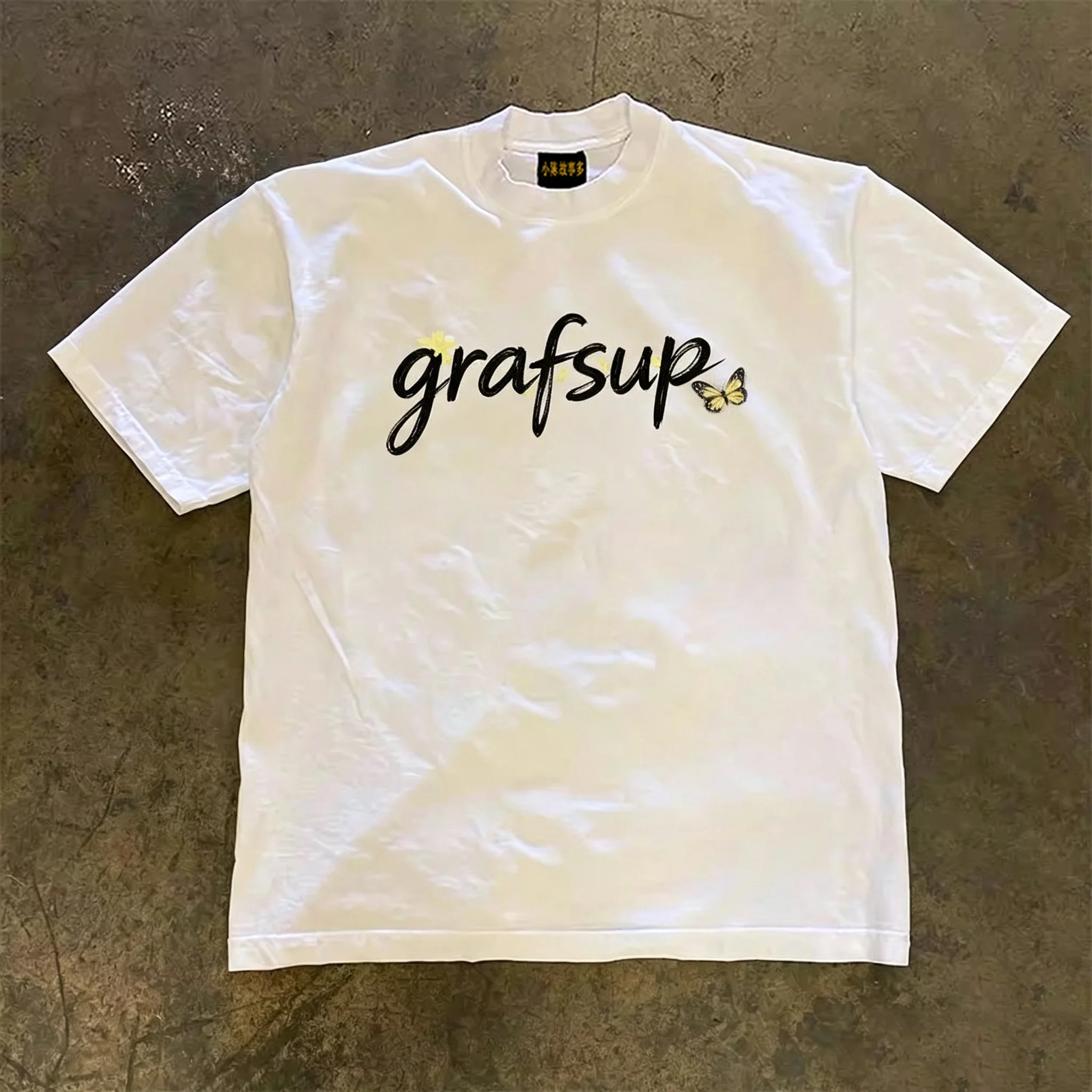 Pure Cotton Short Sleeve T-Shirt Double Thread Loose Fit Unisex Summer Breathable Casual American Retro Style for Couples