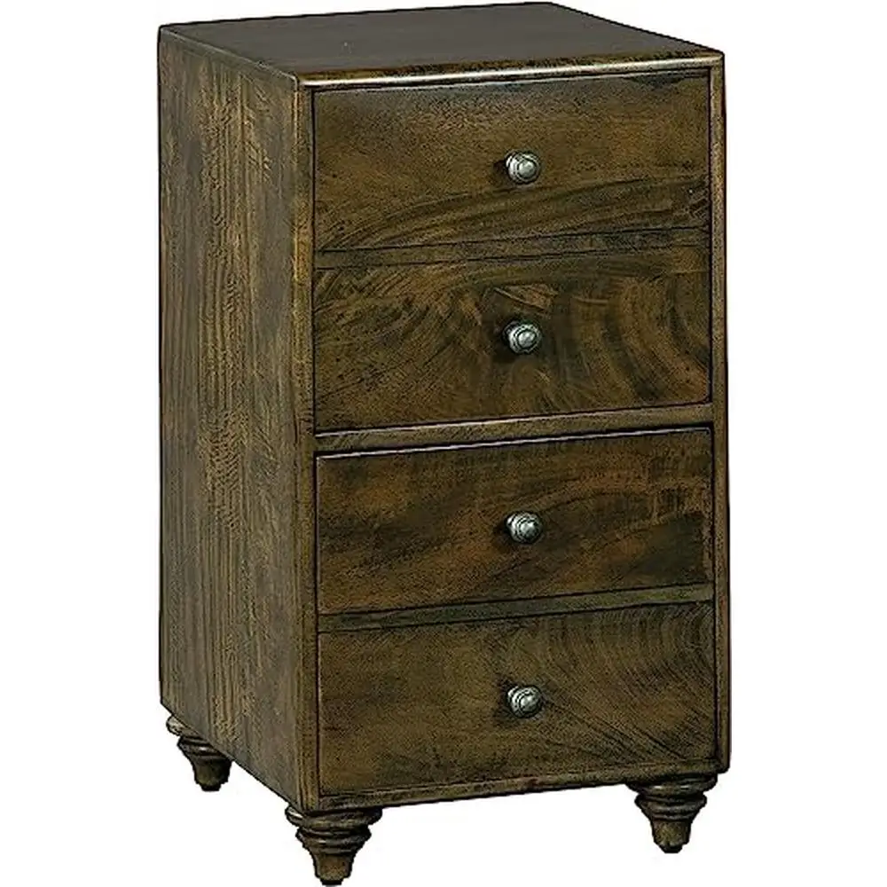 Modern Acacia Wood File Cabinet Antique Pewter Hardware 2-Drawer Storage Office Cabinet Cambridge Finish Premium Quality