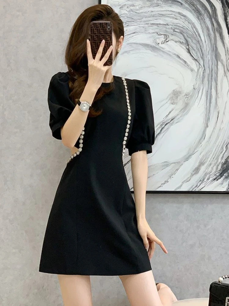 Dresses Women Embroidered Flares Sexy Design M-4XL Elegant Empire Ulzzang Sweet Puff Sleeve Ladies Mini Vestidos Simple Summer