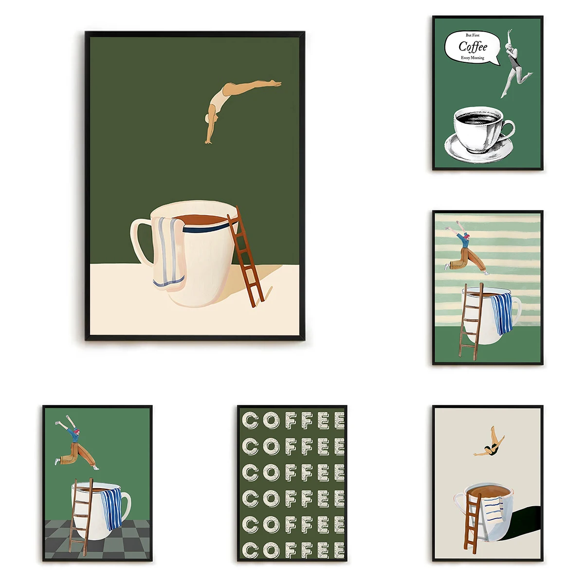 

Coffee Diver Posters Coffee Canvas Painting Trendy Kitchen Gallery Print Wall Art Picture for Home Decoration Coffee Lover