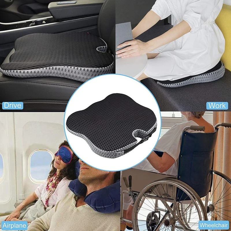 Car Seat Cushion For Sciatica Tailbone Pain Relief, Heightening Wedge Booster Seat Cushion For Short People Driving