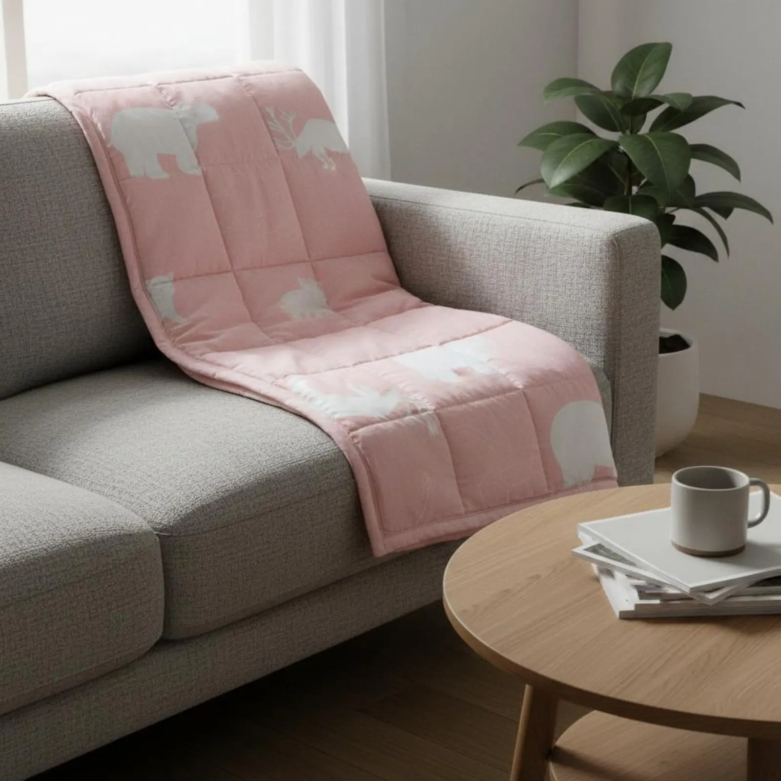 Rose Wildlife Print Weighted Blanket Deep Pressure Stimulation Kids Cartoon Weighted Blanket Bedding Stress Relief