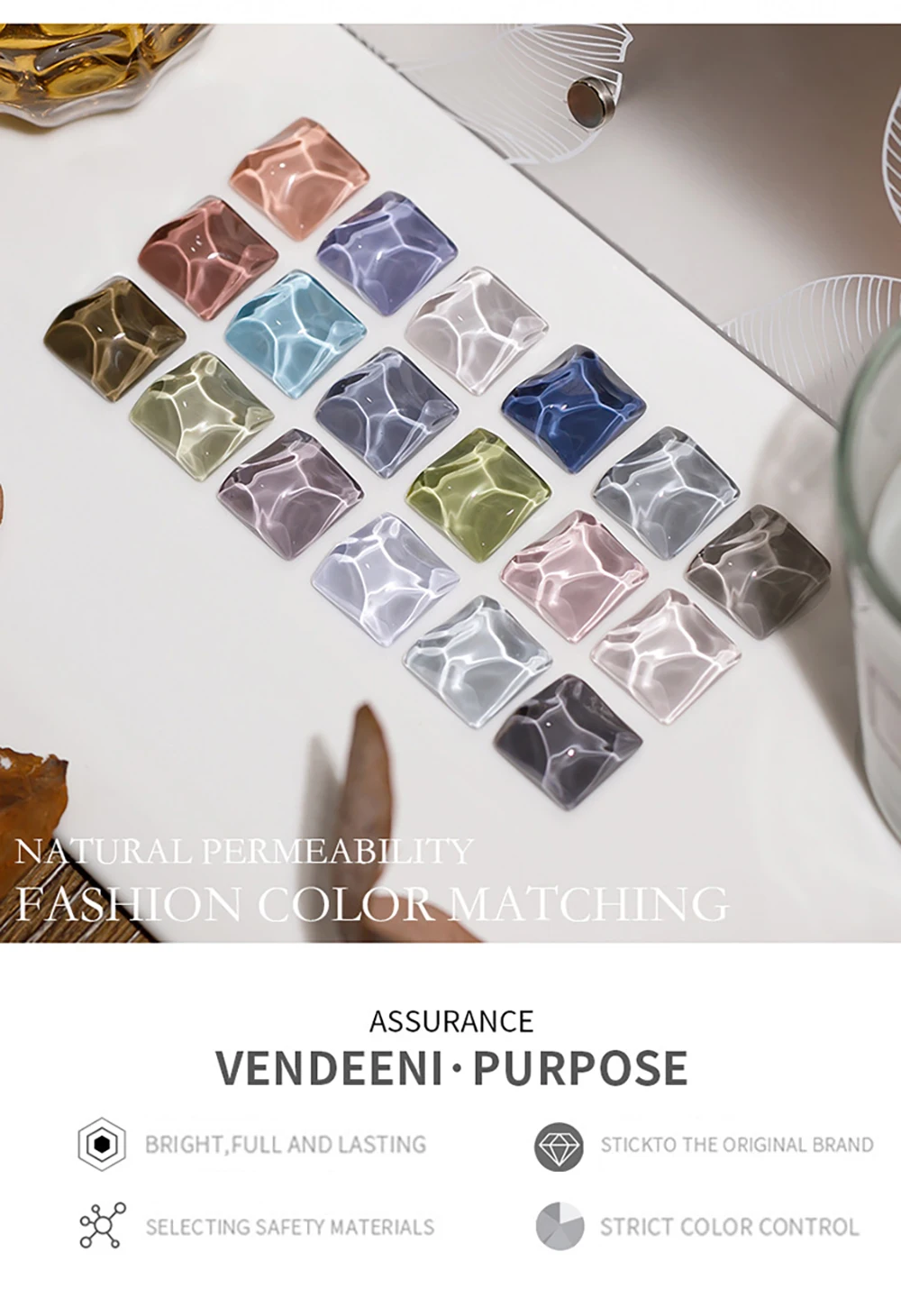 Vendeeni 18 Farben Blau-Grau Gel-Nagellack Semi-Permanent UV LED Soak-Off Gel-Lack Reine Kühle Farben Gel-Lack für Nagelkunst – Detail 3