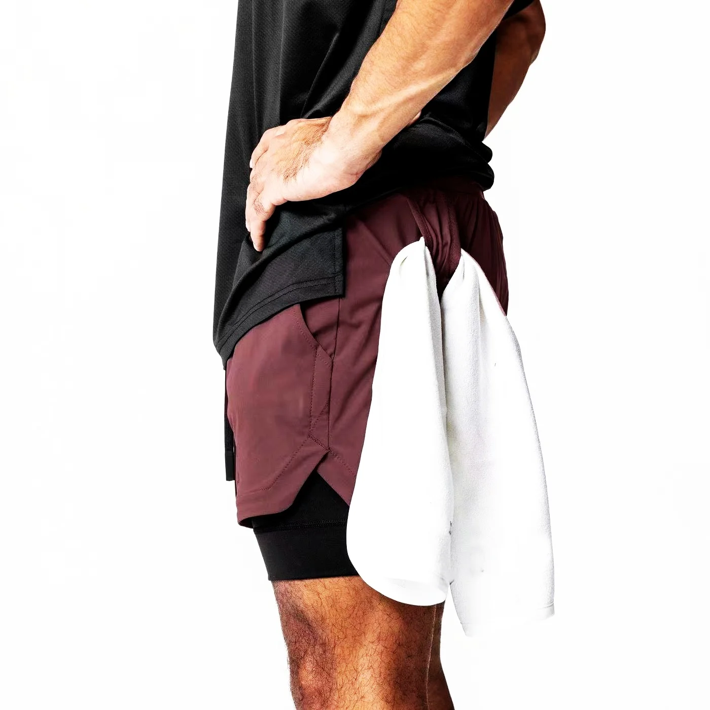 

Men's Running Shorts 2 in 1 High Waist Training Gym Fitness Jogging Sports Shorts Workout Pants Yoga Double Layer