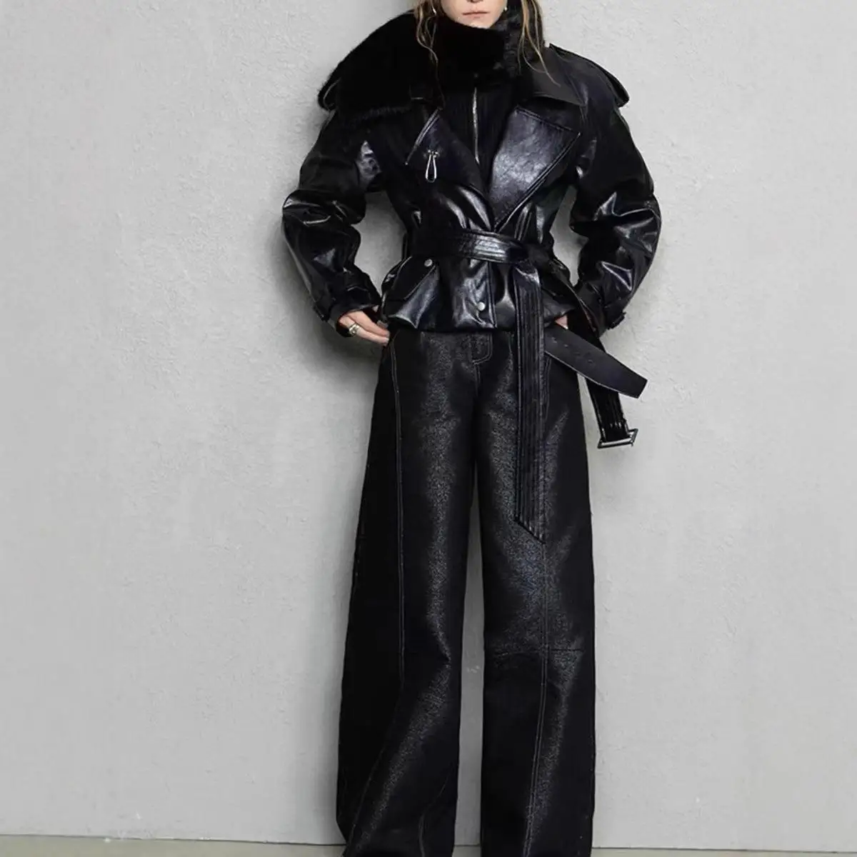 Cappotto Or in vita con cintura lunga Sve Ele Color 2025 Autunno New Faion Giacca a vento versatile Jaet Commute Sle