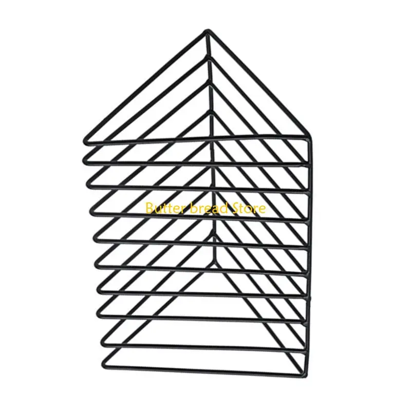 W89C Triangular Metal Book End 9 Compartments Desk Book Organizers Magazine Rack