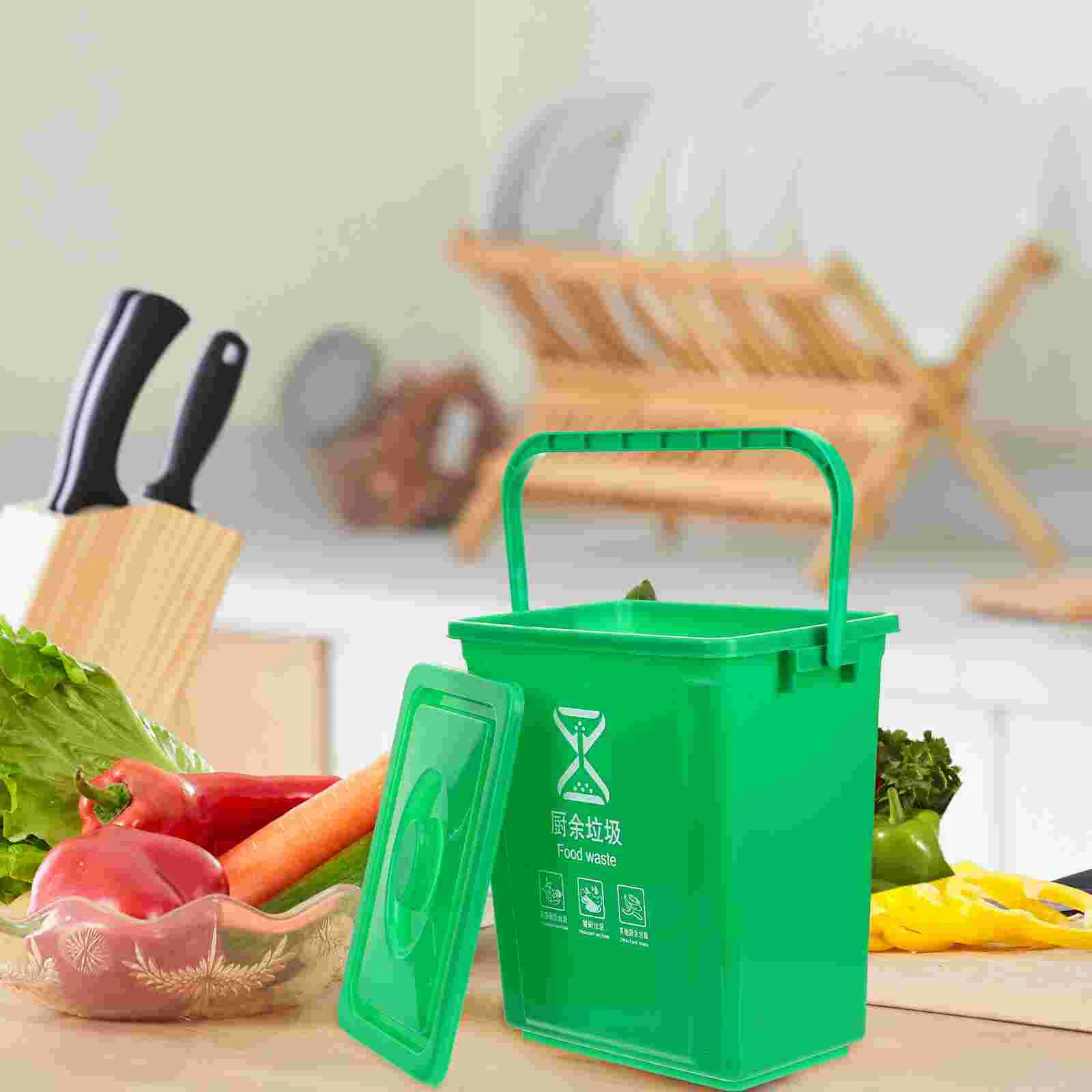 10L Small Compost Bin With Lid And Handle For Kitchen Garbage Sorting Outdoor Trash Can Food Waste Household Office