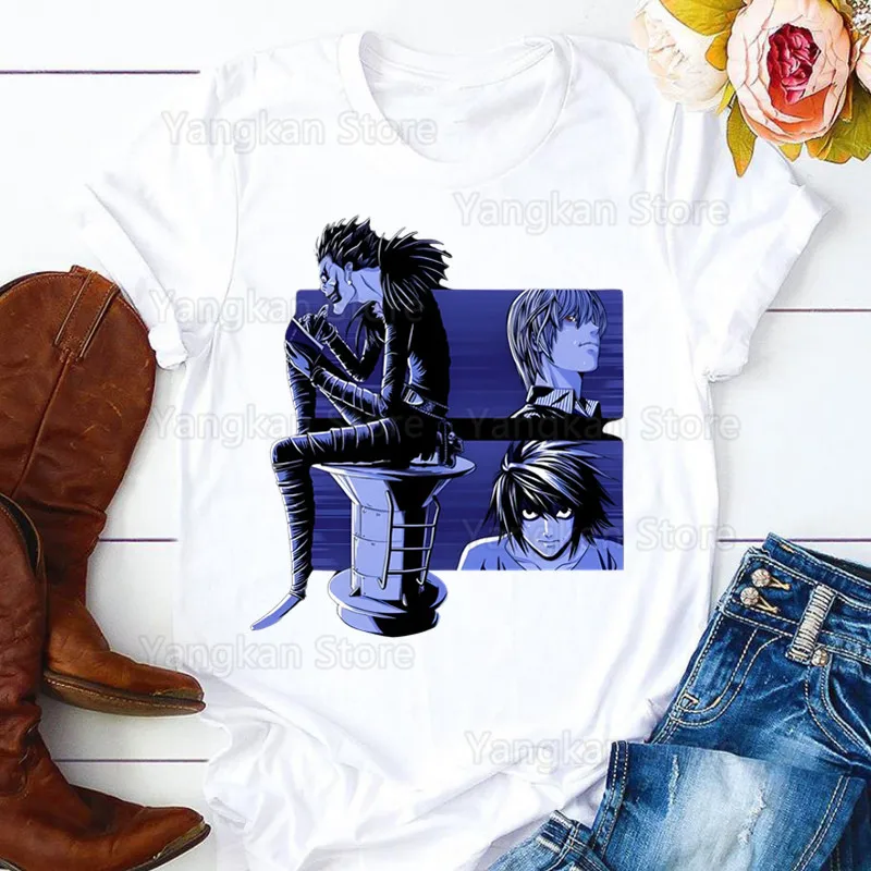 Kira Ryuk Death Note Damen T-Shirt Damen Casual O-Kragen Shirt Kurzarm Damen T-Shirt Grafik