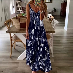 V-neck casual vacation dress, long skirt