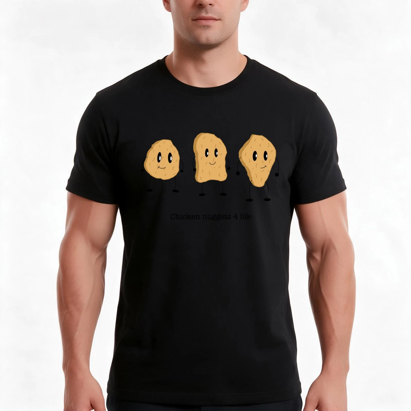 Chicken nuggets 4 life T-Shirt, Summer Casual Cotton Tee, Oversized Streetwear Tops, Vintage Graphic Print, Unisex Men Women