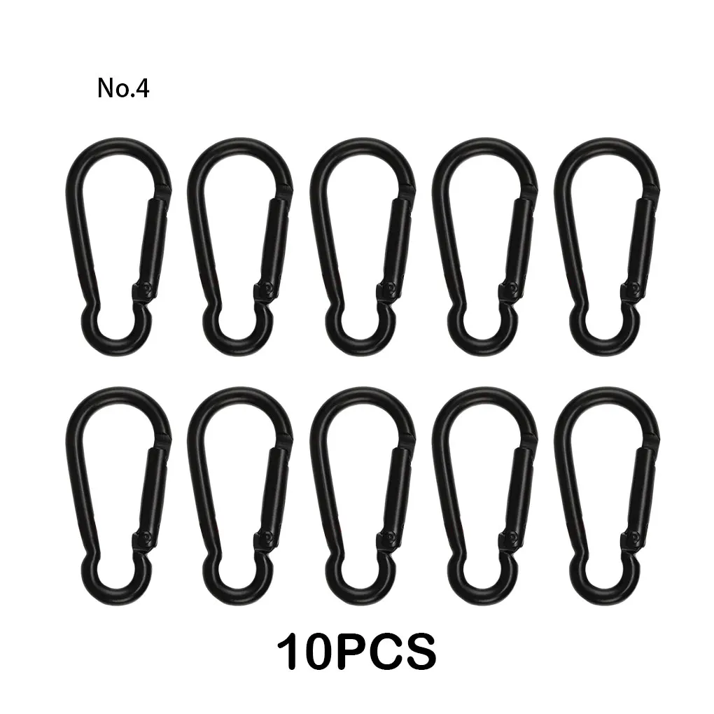 10x Black Multifunctional Carabiner For Climbing And Hiking Lightweight Aluminum Alloy Materials