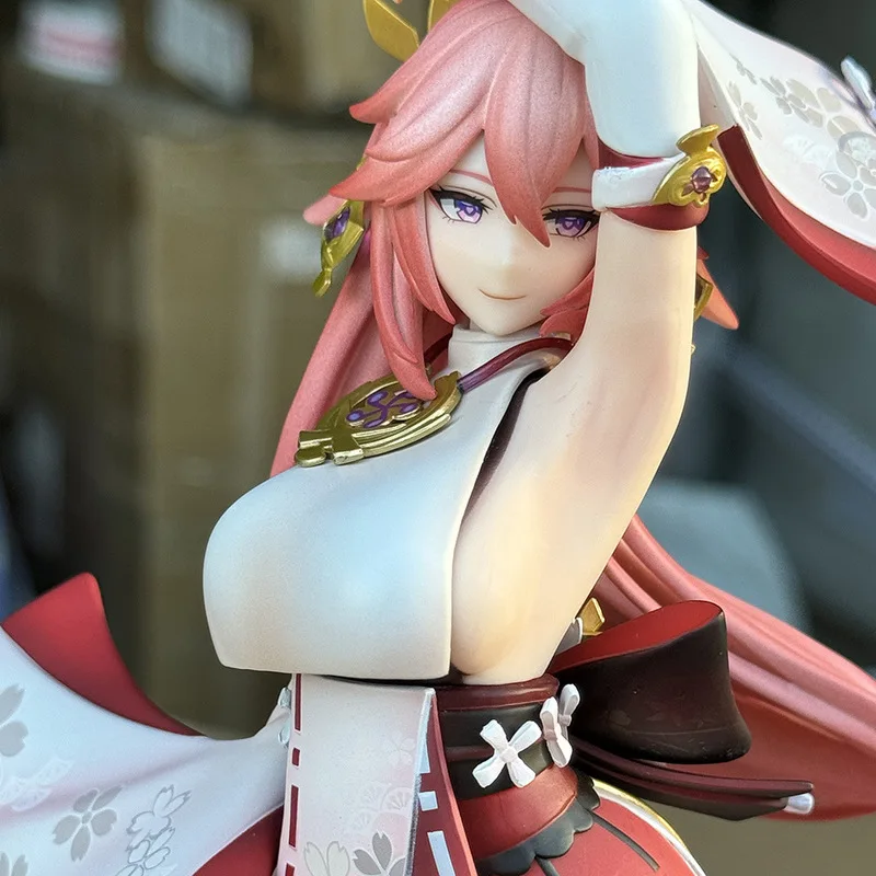 Anime Genshin Impact Figure Yae Miko Figures Kawaii Girl Anime Peripheral Statue Collectible Ornaments Model Desk Decor Gift