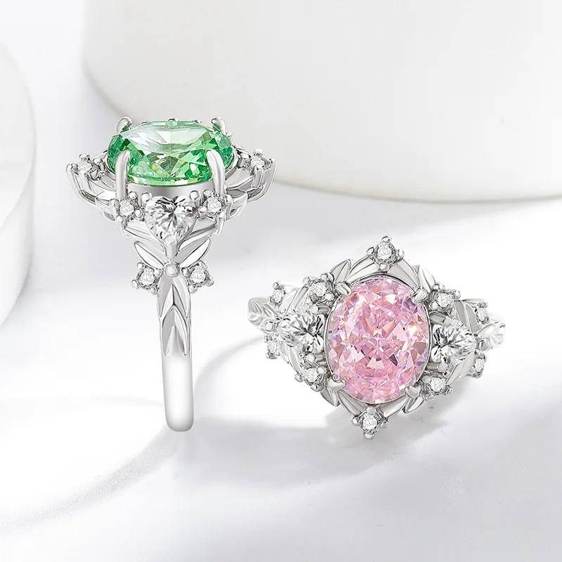 Korean-style beautiful ice flower cut ring - pigeon egg fashion women's party and banquet jewelry