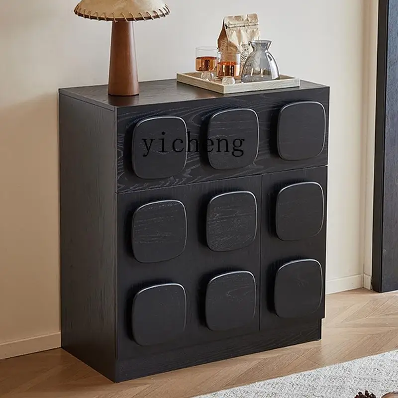 

XL medieval chest cabinet chocolate cocoa cabinet Nordic style black storage locker
