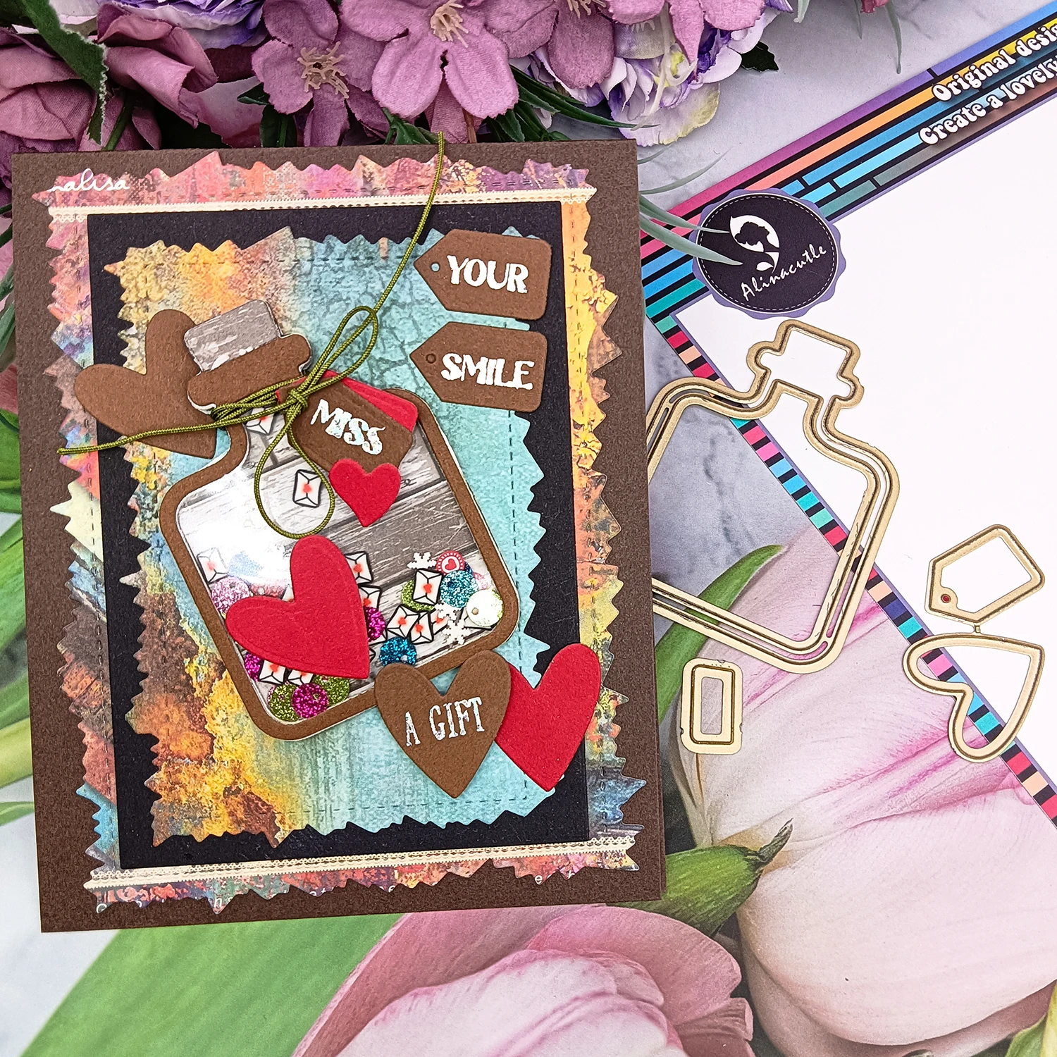 Wunschflasche Metall-Stanzform Goldene Stanzformen für Geschenkpapier Handgemachte Kartenherstellung DIY Grußkarten Scrapbooking