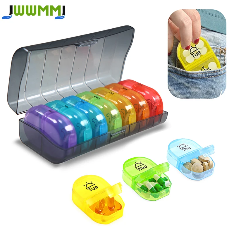 1Pcs Weekly Pill Organizer 2 Times a Day,Pill Box 7 Day with One-side Large Opening Design for Easy Filling,Black Privacy