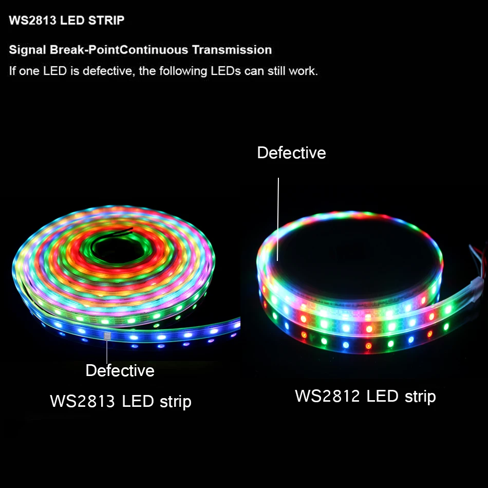 WS2813 WS2815 DC5 DC12V LED strip Dual-Signal 5050 RGB Dream full color Individual Addressable Led Lights IP30/IP65/IP67