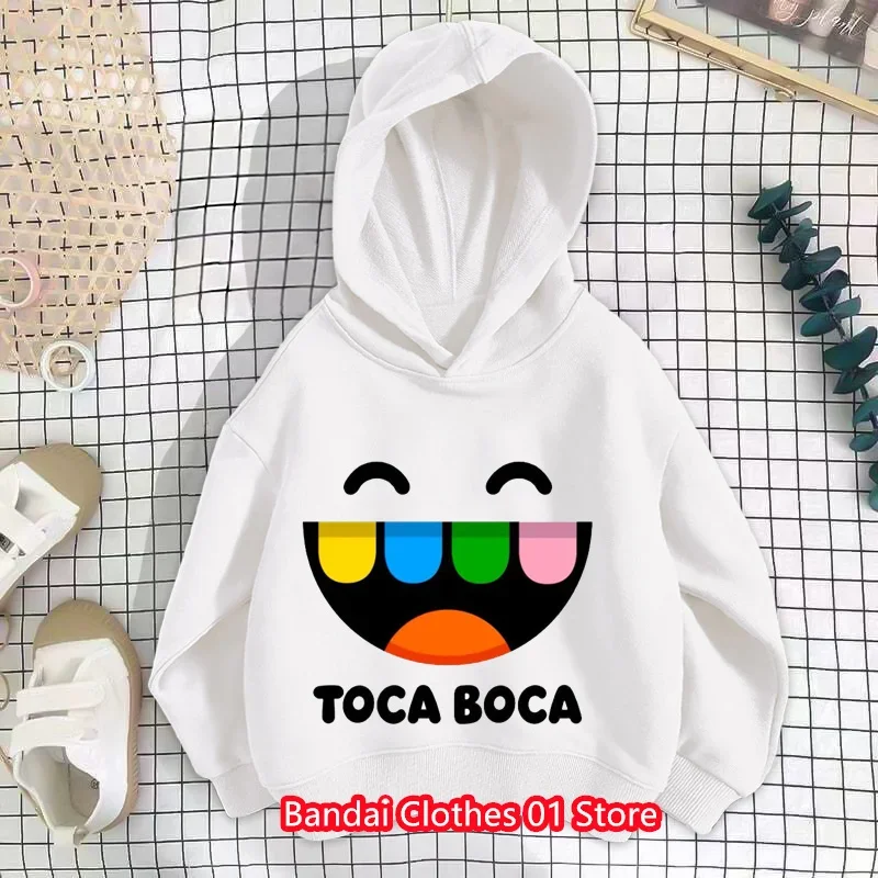 New Manga Cartoon Toca Life World Hoodies Long Sleeve Comfortable Hooded Sweatshirt Boys and Girls Kawaii Clothing 4-14years