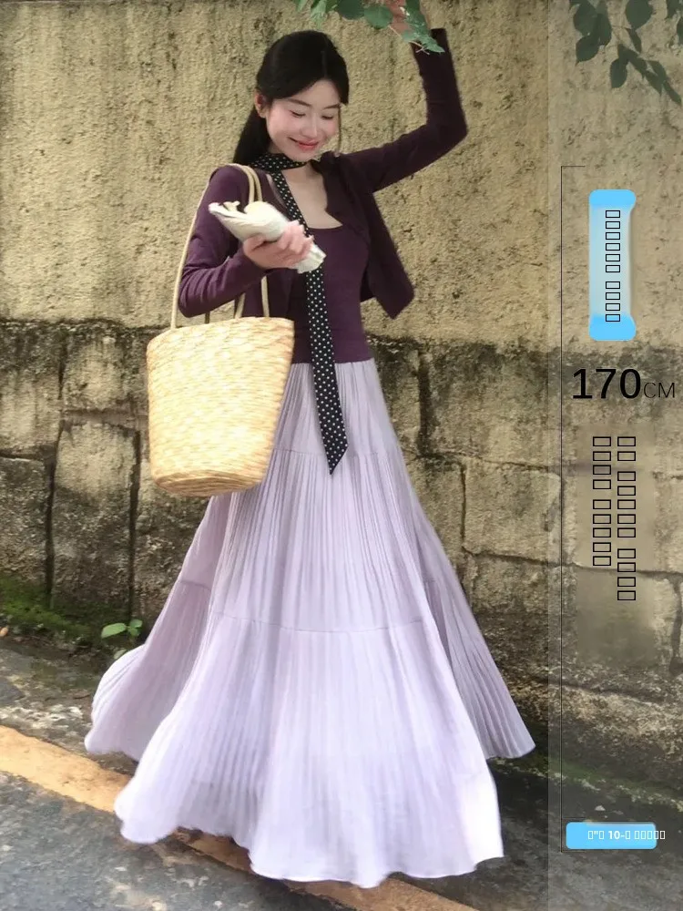 

Летняя фиолетовая асимметричная юбка миди с драпировкой и плиссировкой для высоких женщин, 75 см, большие размеры