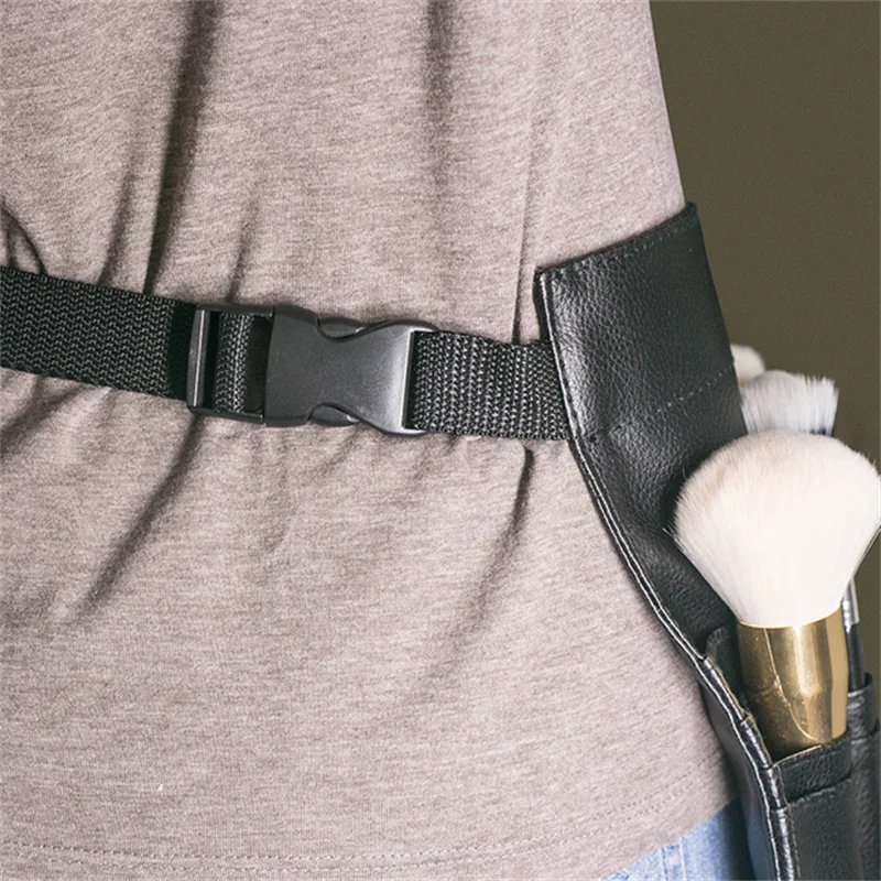 Sac pour pinceaux de maquillage en cuir PU, deux styles, avec ceinture, sac de taille pour pinces à cheveux, peigne à cheveux, maquilleur, sac à ciseaux pour animaux de compagnie de grande capacité