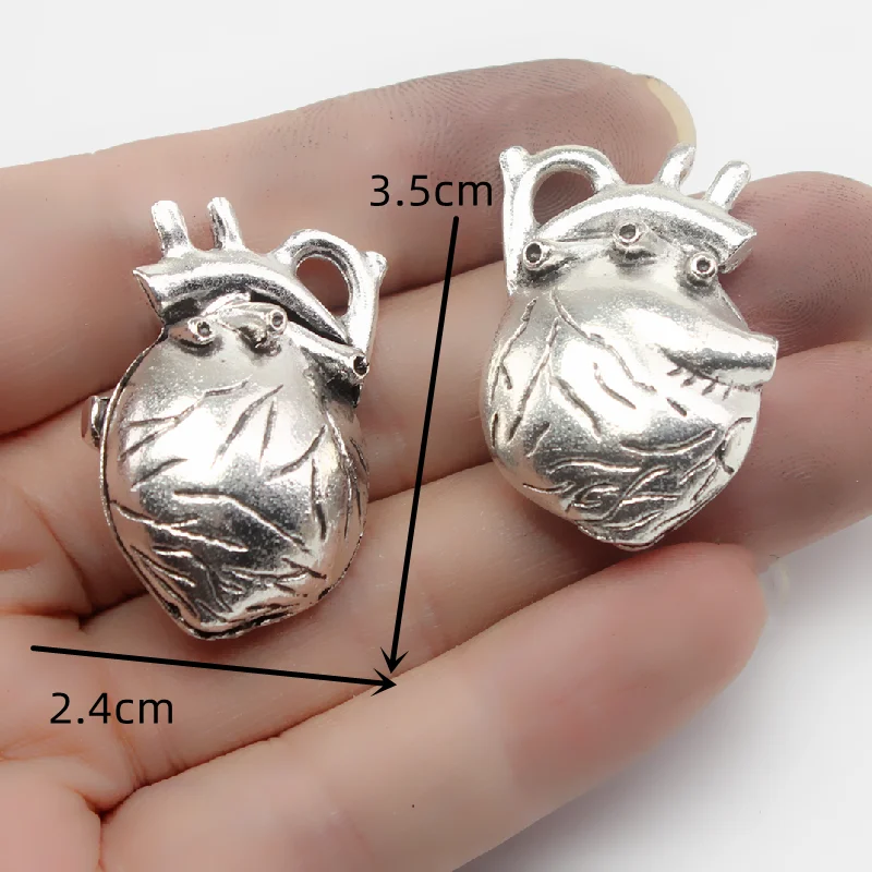 Punk Rock Style Brain Hearts Bone Alloy Pendant DIY Charms Necklace Earrings Jewelry Making P773