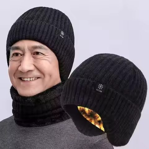 2025 New Middle Aged and Elderly Men Winter Warmth Ear Protection Elderly Hat Men Winter Dad Grandpa Knitting Hat