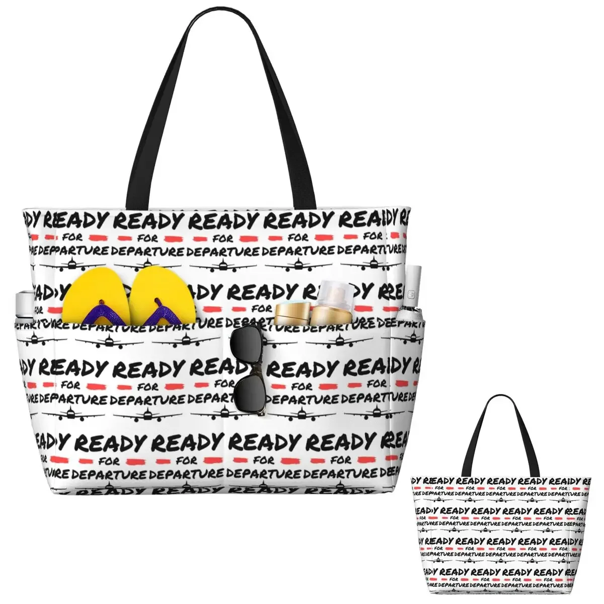 

Airplane Aircraft Ready For Departure Beach Tote Bag Sport Gym Yoga Duffle Large Tote Bag Women Travel Bag Fitness bag