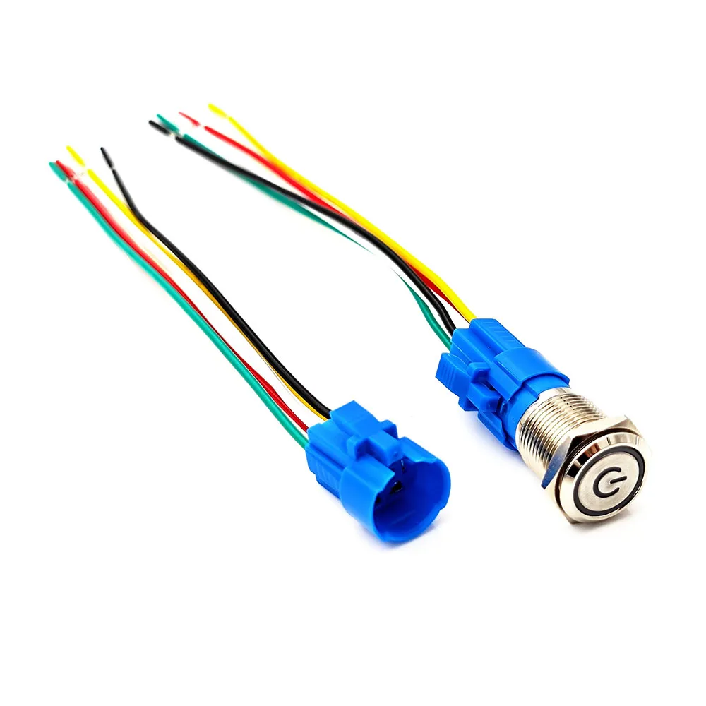 Picture 5: metal push button lead wire and 16mm socket Metal Push Button Switch Momentary Waterproof Aluminum Horn Doorbell Bell switch